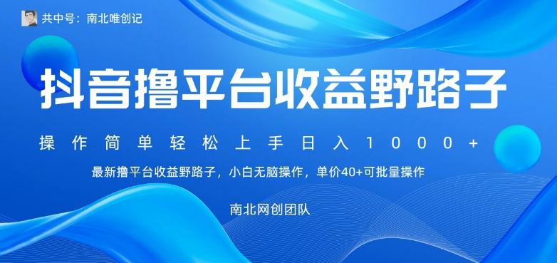 最新撸抖音平台收益野路子，操作简单，单价高，小白可无脑操作可日入1000+-百货大全
