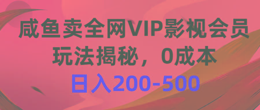 咸鱼卖全网VIP影视会员，玩法揭秘，0成本日入200-500-百货大全