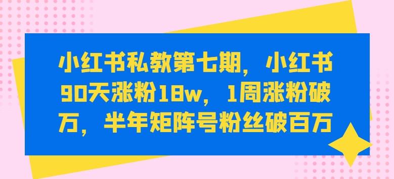 小红书私教第七期，小红书90天涨粉18w，1周涨粉破万，半年矩阵号粉丝破百万-百货大全