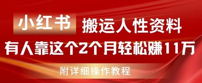 小红书搬运人性资料，有人靠这个2个月轻松赚11w，附教程【揭秘】-百货大全