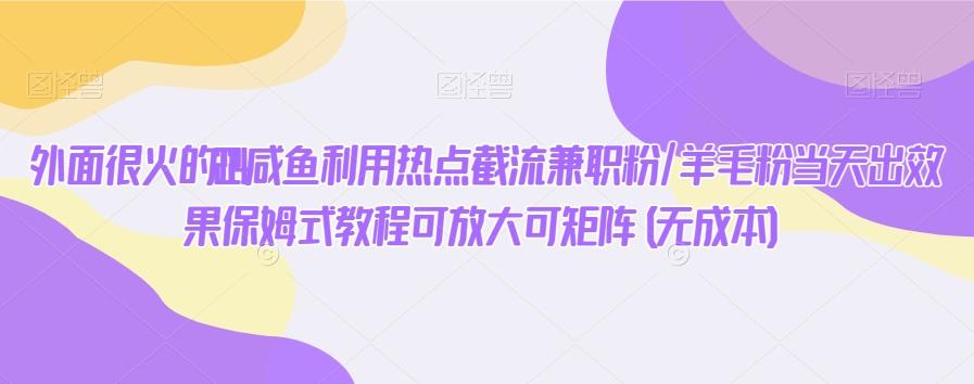 外面很火的2024咸鱼利用热点截流兼职粉/羊毛粉当天出效果保姆式教程可放大可矩阵(无成本)-百货大全
