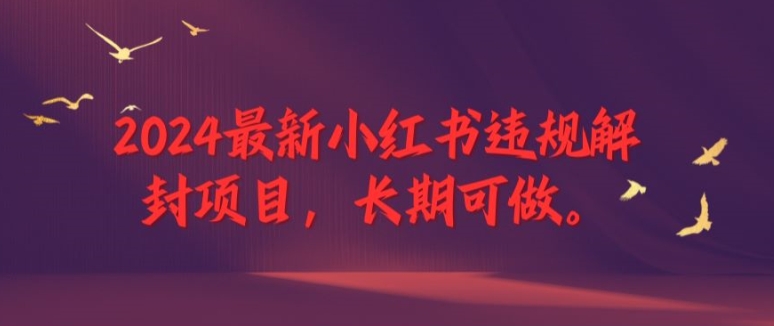 2024最新小红书违规解封项目，长期可做，一个可以做到退休的项目【揭秘】-百货大全