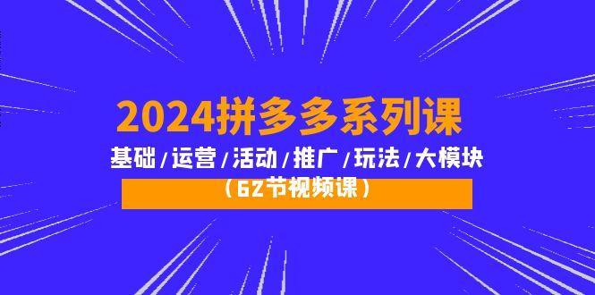 (10019期)2024拼多多系列课：基础/运营/活动/推广/玩法/大模块(62节视频课)-百货大全