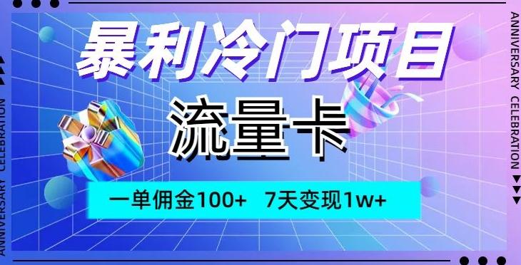 暴利冷门项目，流量卡，一单佣金100+，7天变现1w+-百货大全