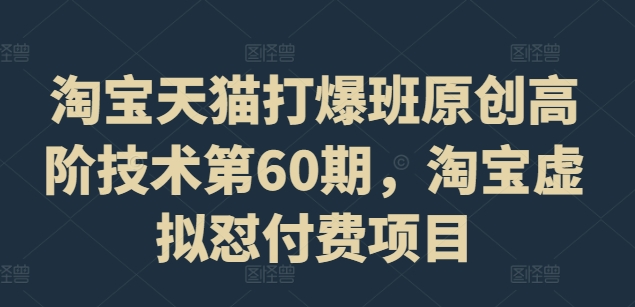 淘宝天猫打爆班原创高阶技术第60期，淘宝虚拟怼付费项目-百货大全