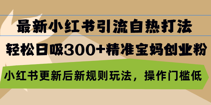 最新小红书引流自热打法，轻松日吸300+精准宝妈创业粉，小红书更新后新…-百货大全
