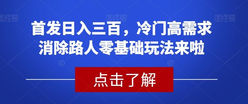 首发日入三百，冷门高需求消除路人零基础玩法来啦【揭秘】-百货大全
