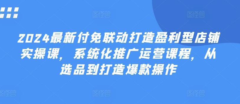 2024最新付免联动打造盈利型店铺实操课，​系统化推广运营课程，从选品到打造爆款操作-百货大全