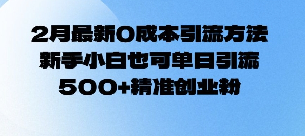 2月最新0成本引流方法，新手小白也可单日引流500+精准创业粉-百货大全