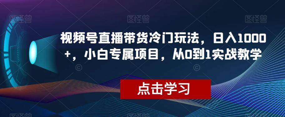 视频号直播带货冷门玩法，日入1000+，小白专属项目，从0到1实战教学【揭秘】-百货大全