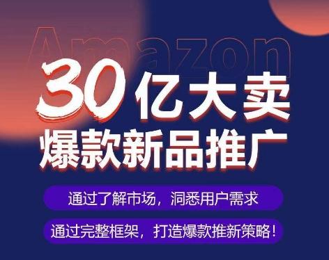 亚马逊·30亿大卖爆款新品推广，可复制、全程案例实操的爆款推新SOP-百货大全