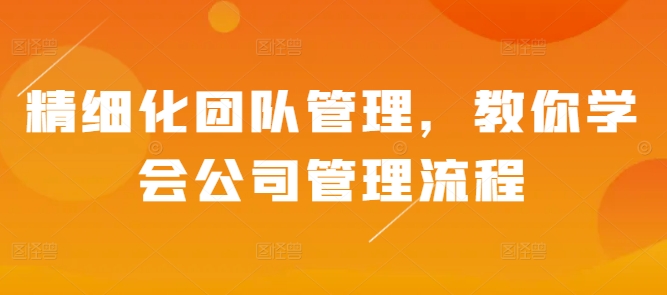 精细化团队管理，教你学会公司管理流程-百货大全