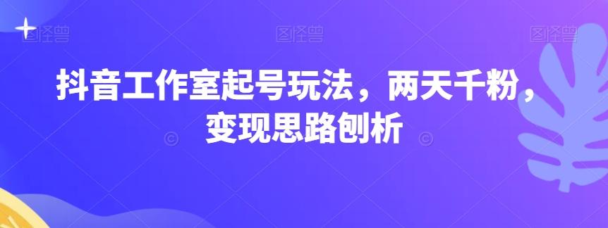 抖音工作室起号玩法，两天千粉，变现思路刨析-百货大全