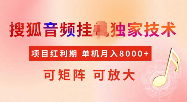 首发搜狐音频挂JI，项目红利期，可矩阵可放大，稳定月入5k【揭秘】-百货大全