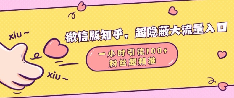 微信版知乎，超隐蔽流量入口1小时引流100人，粉丝质量超高【揭秘】-百货大全