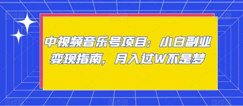中视频音乐号项目：小白副业变现指南，月入过W不是梦【揭秘】-百货大全