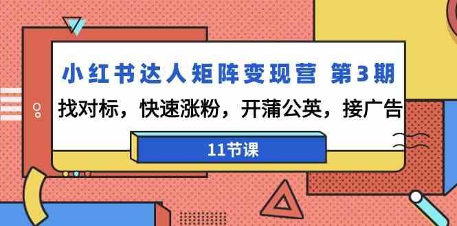 小红书达人矩阵变现营第3期,找对标,快速涨粉,开蒲公英,接广告(11节课)-百货大全