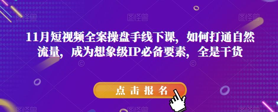11月短视频全案操盘手线下课，如何打通自然流量，成为想象级IP必备要素，全是干货-百货大全