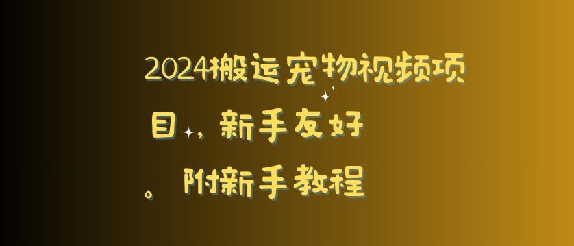 2024搬运宠物视频项目，新手友好，完美去重，附新手教程【揭秘】-百货大全