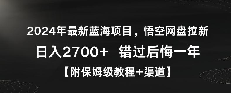 2024年最新蓝海项目，悟空网盘拉新，日入2700+错过后悔一年【附保姆级教程+渠道】【揭秘】-百货大全