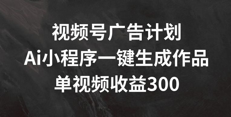 视频号广告计划，AI小程序一键生成作品， 单视频收益300+【揭秘】-百货大全