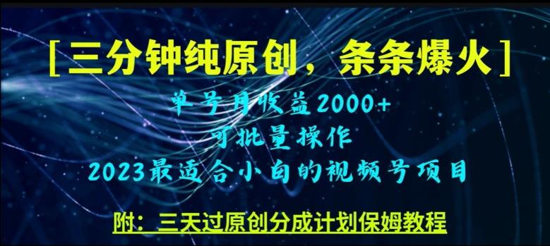 三分钟制作视频号纯原创，条条爆款，轻松月入过万【揭秘】-百货大全