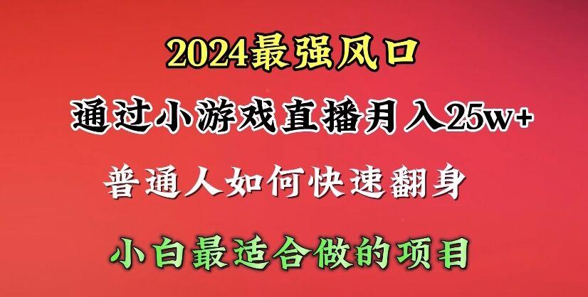 (10020期)2024年最强风口，通过小游戏直播月入25w+单日收益5000+小白最适合做的项目-百货大全