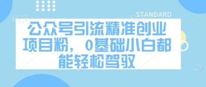 公众号引流精准创业项目粉，0基础小白都能轻松驾驭-百货大全