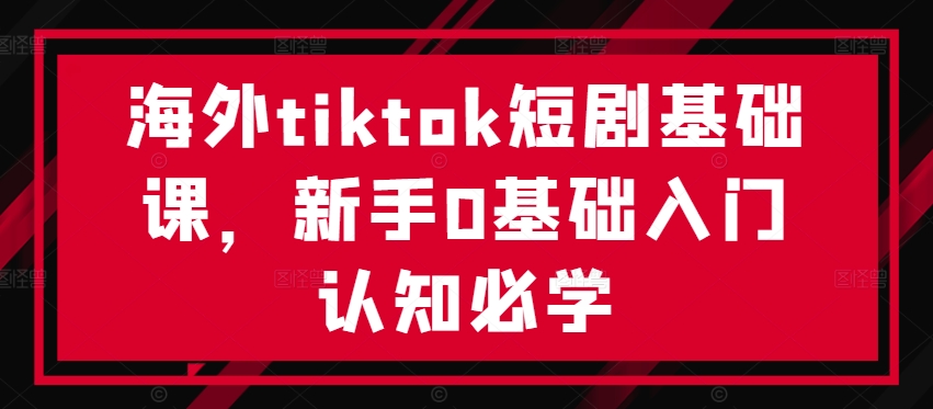海外tiktok短剧基础课，新手0基础入门认知必学-百货大全