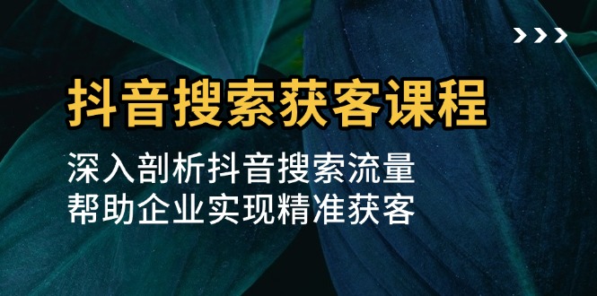 抖音搜索获客课程：深入剖析抖音搜索流量，帮助企业实现精准获客-百货大全