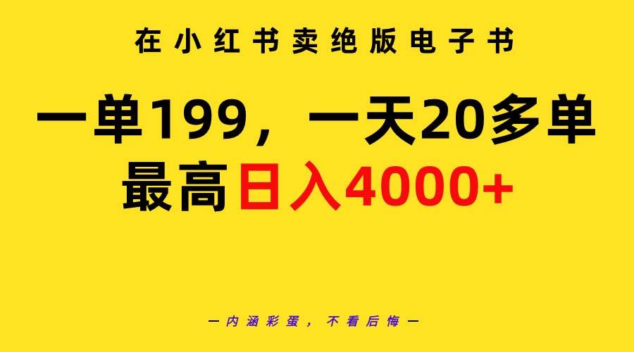 (9401期)在小红书卖绝版电子书，一单199 一天最多搞20多单，最高日入4000+教程+资料-百货大全
