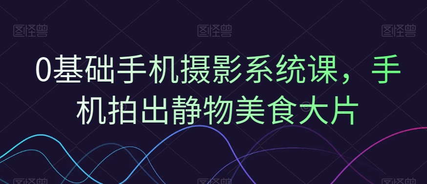 0基础手机摄影系统课，手机拍出静物美食大片-百货大全