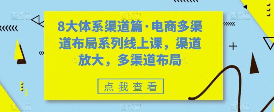 8大体系渠道篇·电商多渠道布局系列线上课，渠道放大，多渠道布局-百货大全