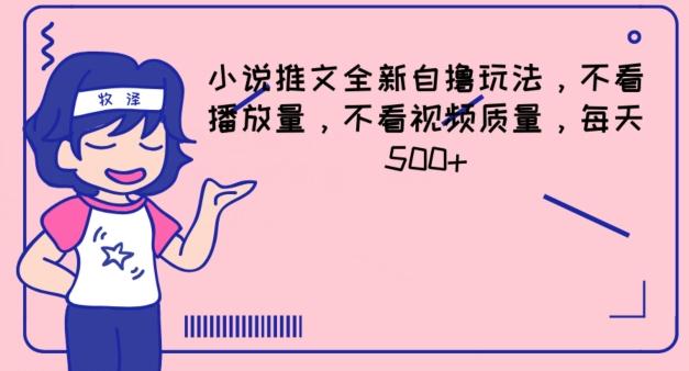 小说推文全新自撸玩法，不看播放量，不看视频质量，每天500+【揭秘】-百货大全
