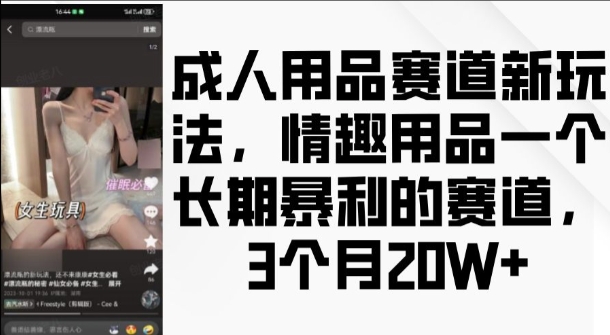 成人用品赛道新玩法，情趣用品一个长期暴利的赛道，3个月收益20个【揭秘】-百货大全