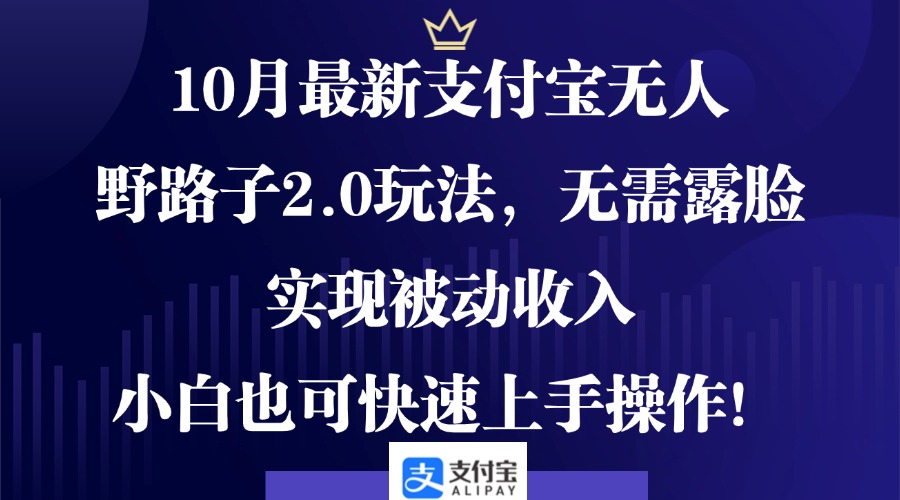 10月最新支付宝无人野路子2.0玩法，无需露脸，实现被动收入，小白也可...-百货大全
