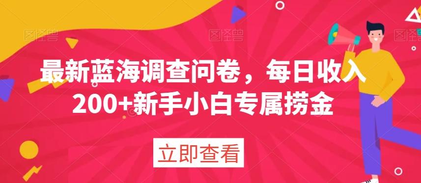最新蓝海调查问卷，每日收入200+新手小白专属捞金-百货大全