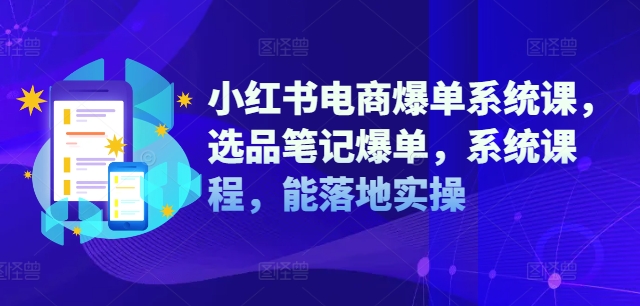 小红书电商爆单系统课，选品笔记爆单，系统课程，能落地实操-百货大全