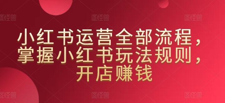 小红书运营全部流程，掌握小红书玩法规则，开店赚钱-百货大全