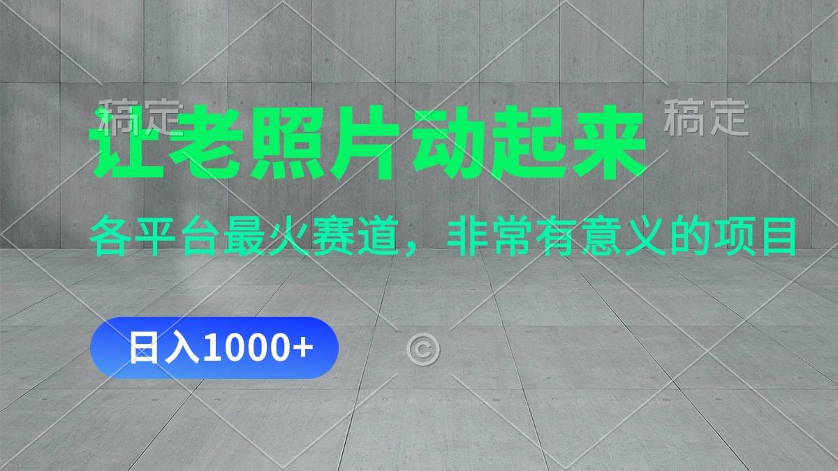 让老照片动起来，一天变现1000+，各平台最火赛道，看完就会-百货大全