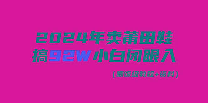 (9329期)2024年卖莆田鞋，搞了92W，小白闭眼操作！-百货大全