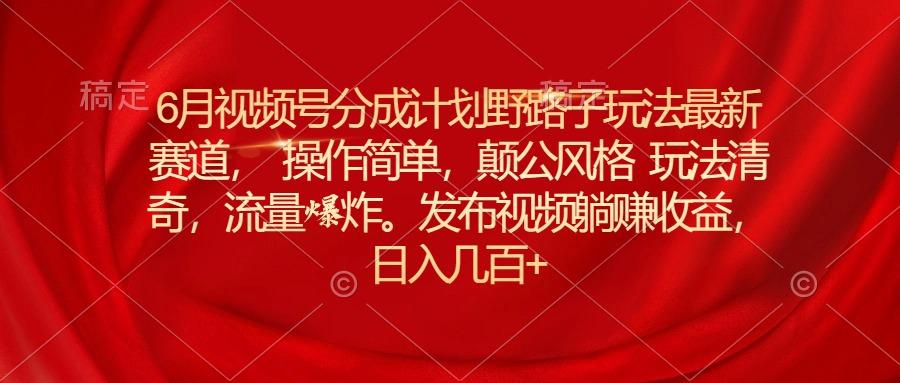 6月视频号分成计划野路子玩法最新赛道操作简单，颠公风格玩法清奇，流…-百货大全