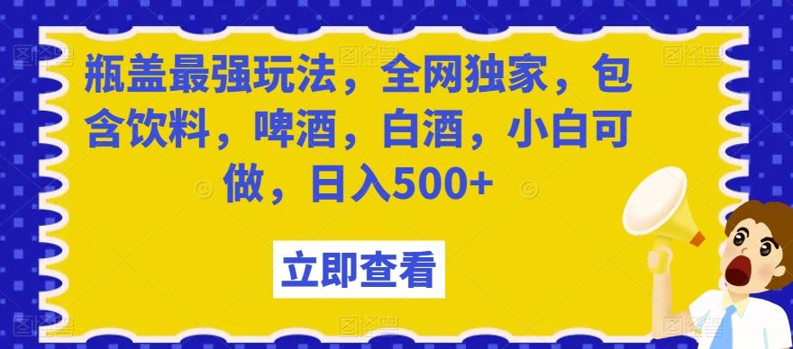 瓶盖最强玩法，全网独家，包含饮料，啤酒，白酒，小白可做，日入500+【揭秘】-百货大全