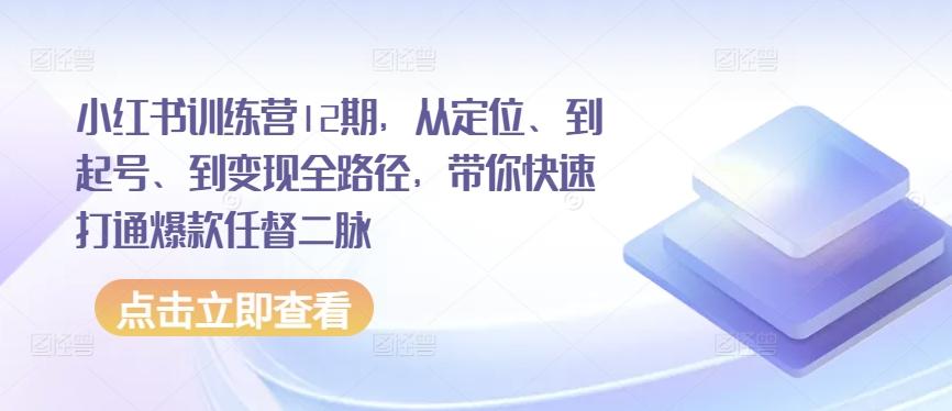 小红书训练营12期，从定位、到起号、到变现全路径，带你快速打通爆款任督二脉-百货大全