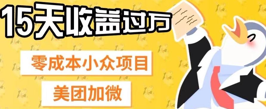 零成本小众项目，美团加微，一单4.5+，15天已经有人赚上万收益-百货大全