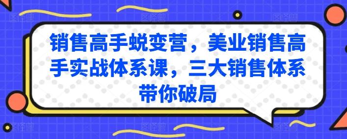 销售高手蜕变营，美业销售高手实战体系课，三大销售体系带你破局-百货大全