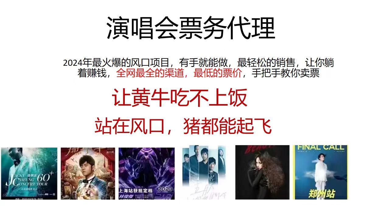 2024演唱会低价票务代理，全网最低的票价，手把手教你卖票，日入2000+-百货大全
