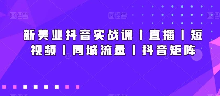 新美业抖音实战课丨直播丨短视频丨同城流量丨抖音矩阵-百货大全