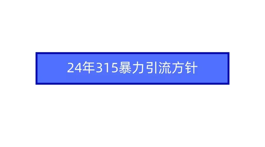 (9398期)2024年315暴力引流方针-百货大全