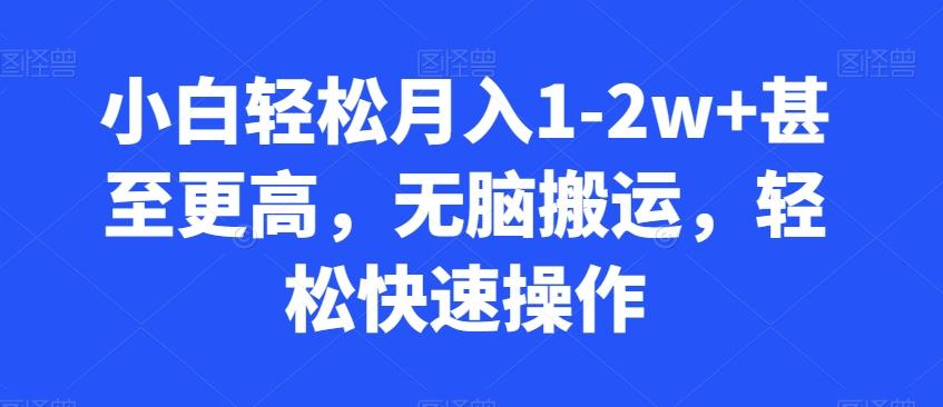 小白轻松月入1-2w+甚至更高，无脑搬运，轻松快速操作-百货大全